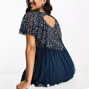 ASOS blue shimmer maxi dress